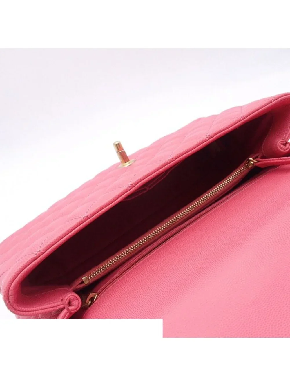 Chanel Coco Handle 29 Quilted Pink Gold Caviar Leather 2-Way Shoulder Bag